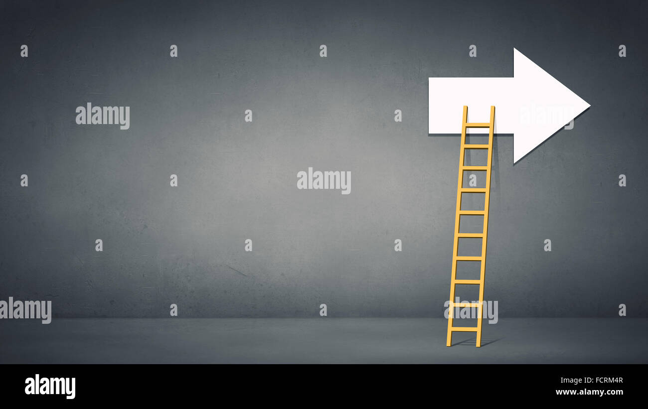 Ladder Direction Conceptual image with ladder to white direction arrow Stock Photo - Alamy