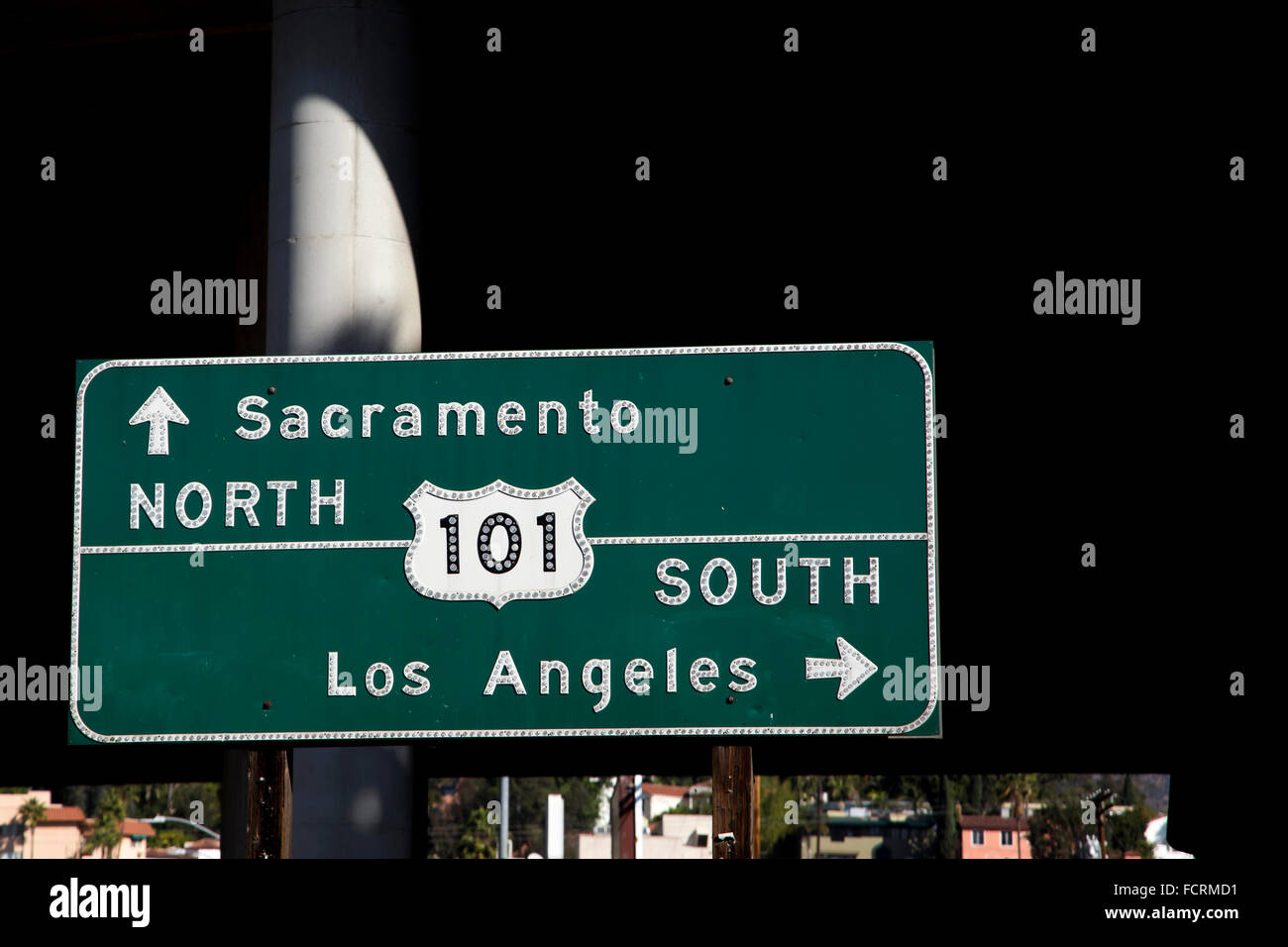 A road sign for Highway 101 in Hollywood, Los Angeles, California Stock Photo