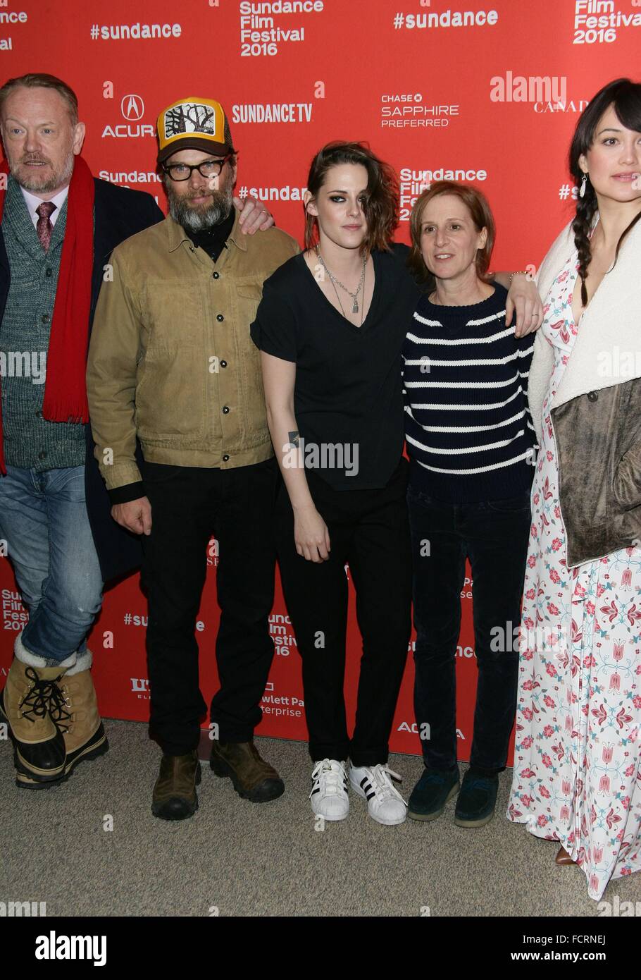 Park City, UT, USA. 24th Jan, 2016. Jared Harris, James LeGros, Kristen Stewart, Kelly Reichardt, Lily Gladstone at arrivals for CERTAIN WOMEN Premiere at Sundance Film Festival 2016, The Eccles Center for the Performing Arts, Park City, UT January 24, 2016. Credit:  James Atoa/Everett Collection/Alamy Live News Stock Photo
