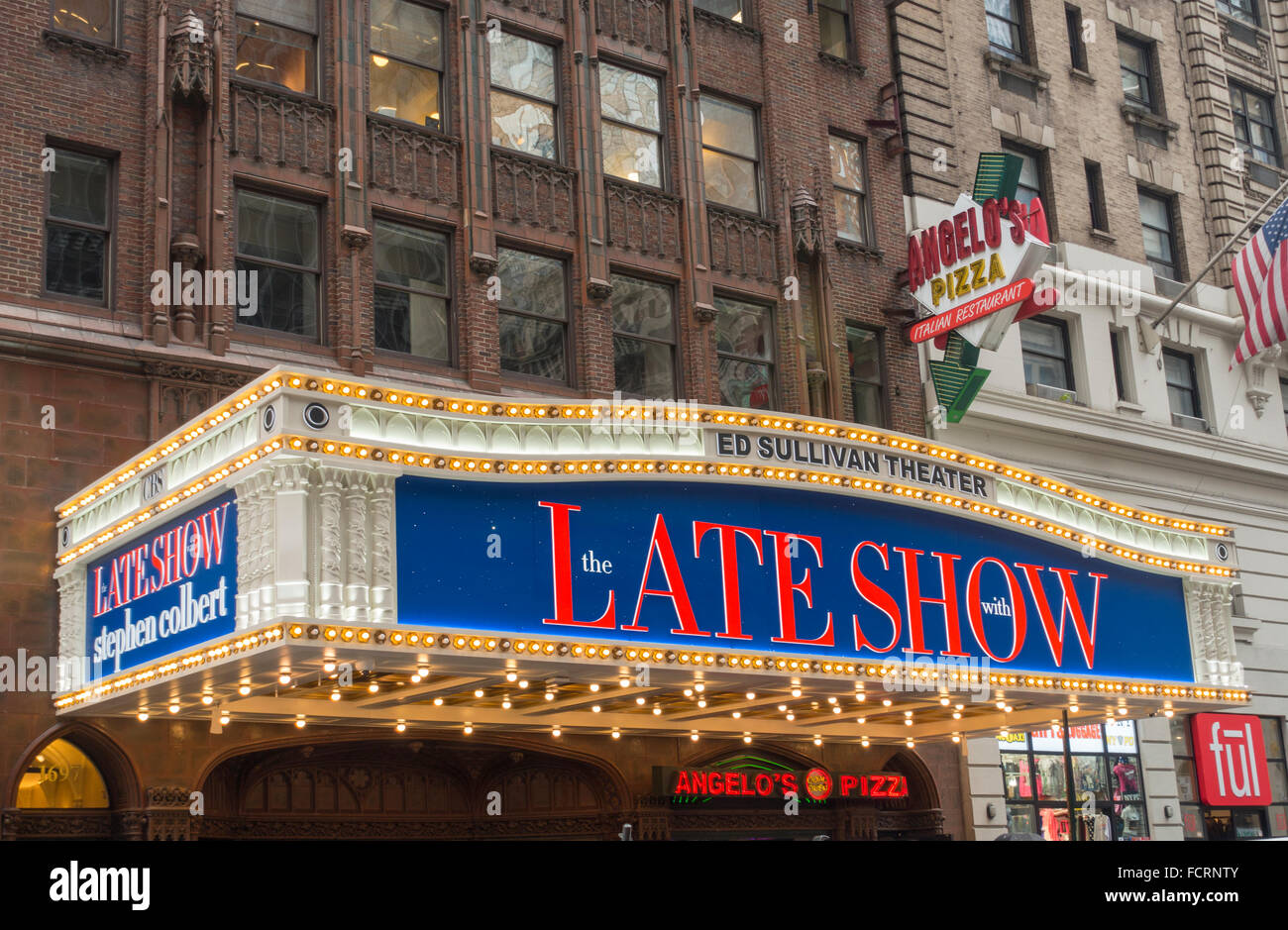 the late show with Stephen Colbert marquee Stock Photo