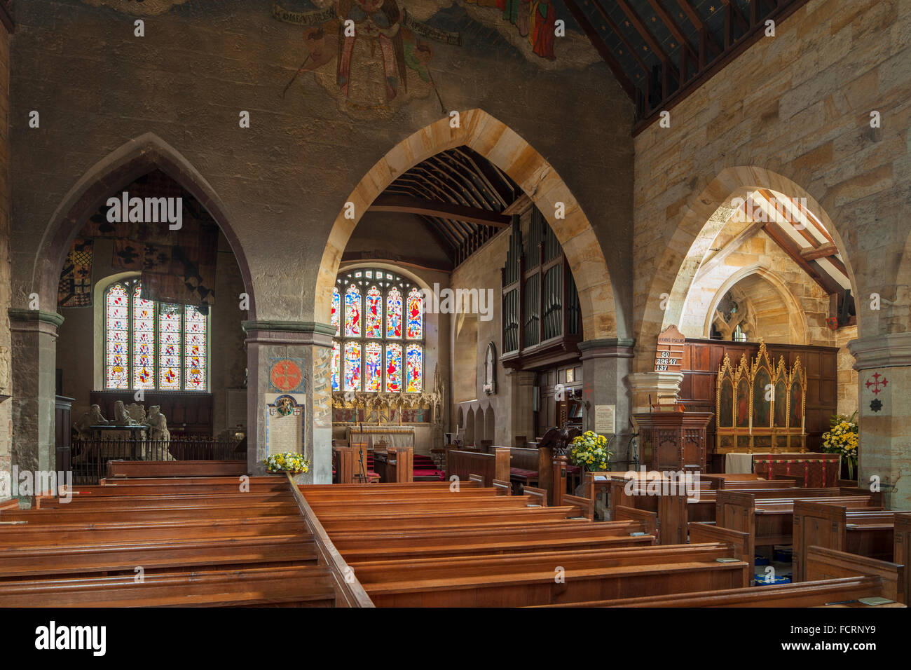 Interior of St Michael and All Angels church in Withyham village, East