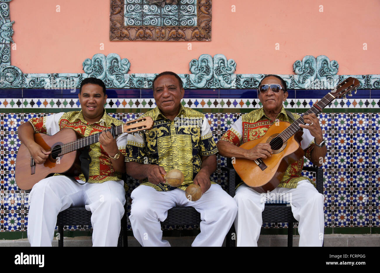 Musical group 'Trio Los Tainos' at Ambos Mundos Hotel, Habana Vieja (Old Havana), Cuba Stock Photo