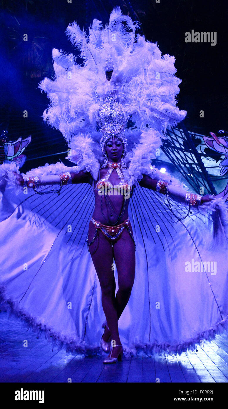 Beautifully costumed showgirl at the Tropicana Club, Havana, Cuba Stock Photo