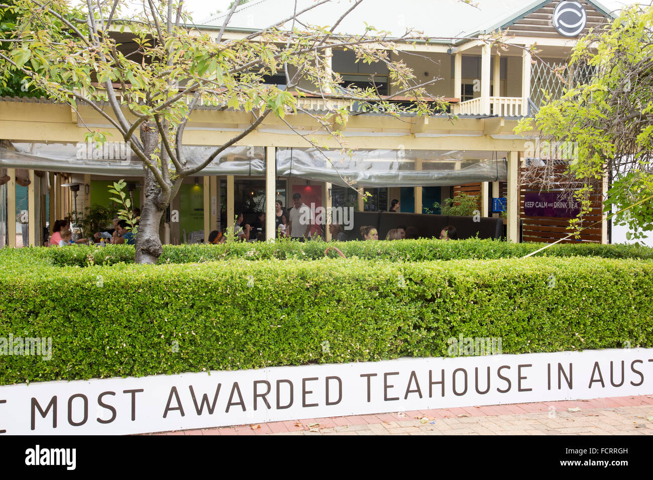 Adore Teahouse in Nicholls,ACT,Australia with sign the most awarded teahouse in australia Stock Photo