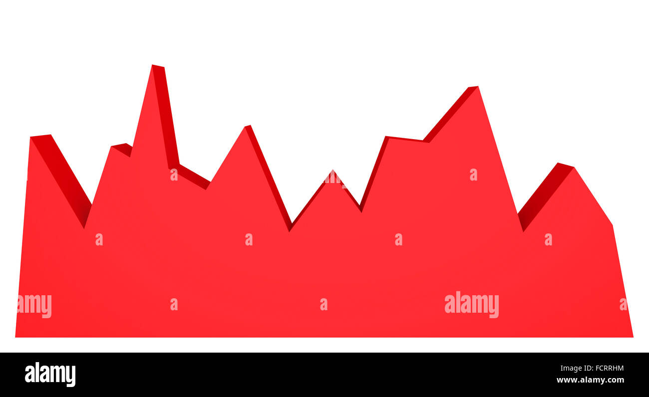 3d red graph on white background. Abstract chart Stock Photo