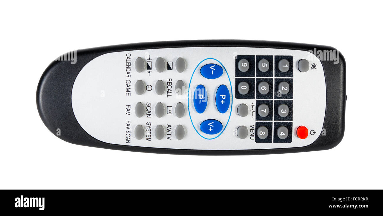 TV remote control isolated on white background Stock Photo - Alamy