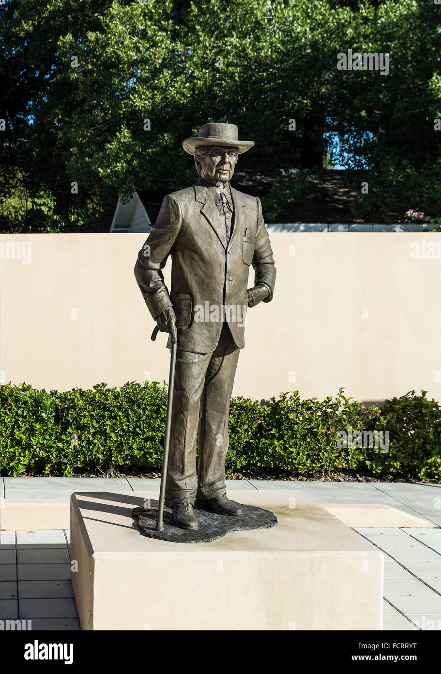 Sculpture of Frank Loyd Wright at the Sharp Family Tourism and Education Center, Florida Southern College, Lakeland, Florida, USA. Stock Photo