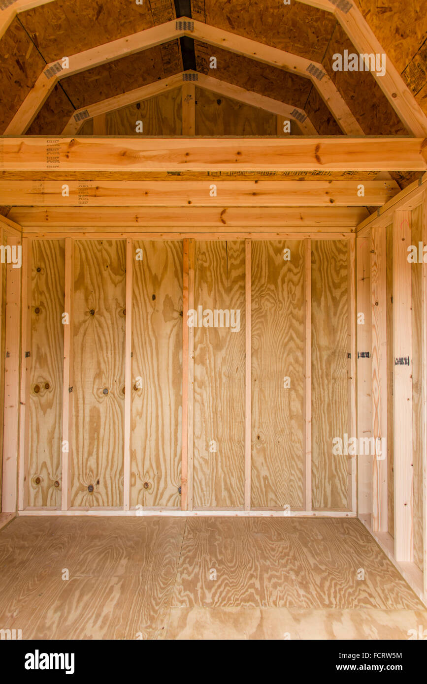 New empty utility shed interior Stock Photo