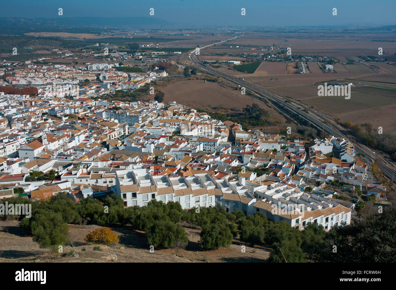 Panoramic view, Almodovar del Rio, Cordoba province, Region of Andalusia, Spain, Europe Stock Photo