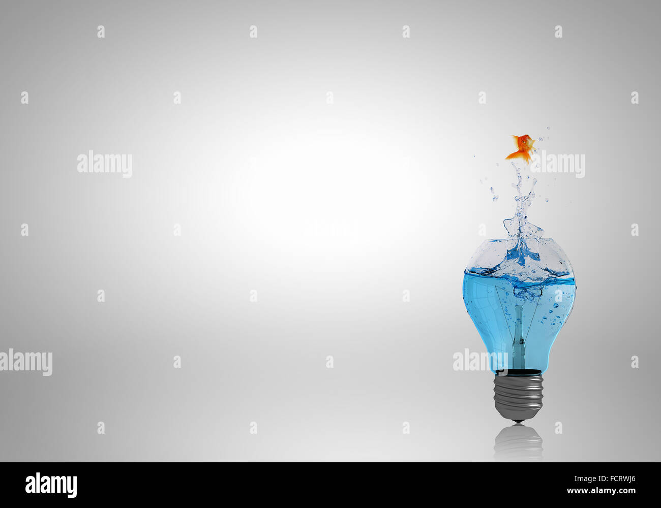 Conceptual image with light bulb filled with clear water Stock Photo ...