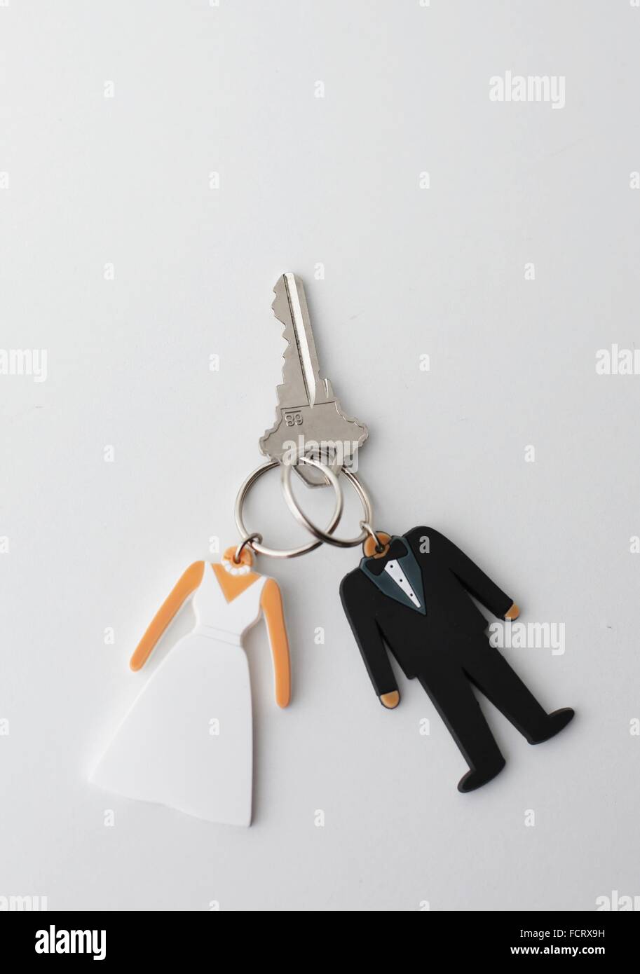 Bride And Groom Key Rings Sharing One Key Stock Photo 93953261