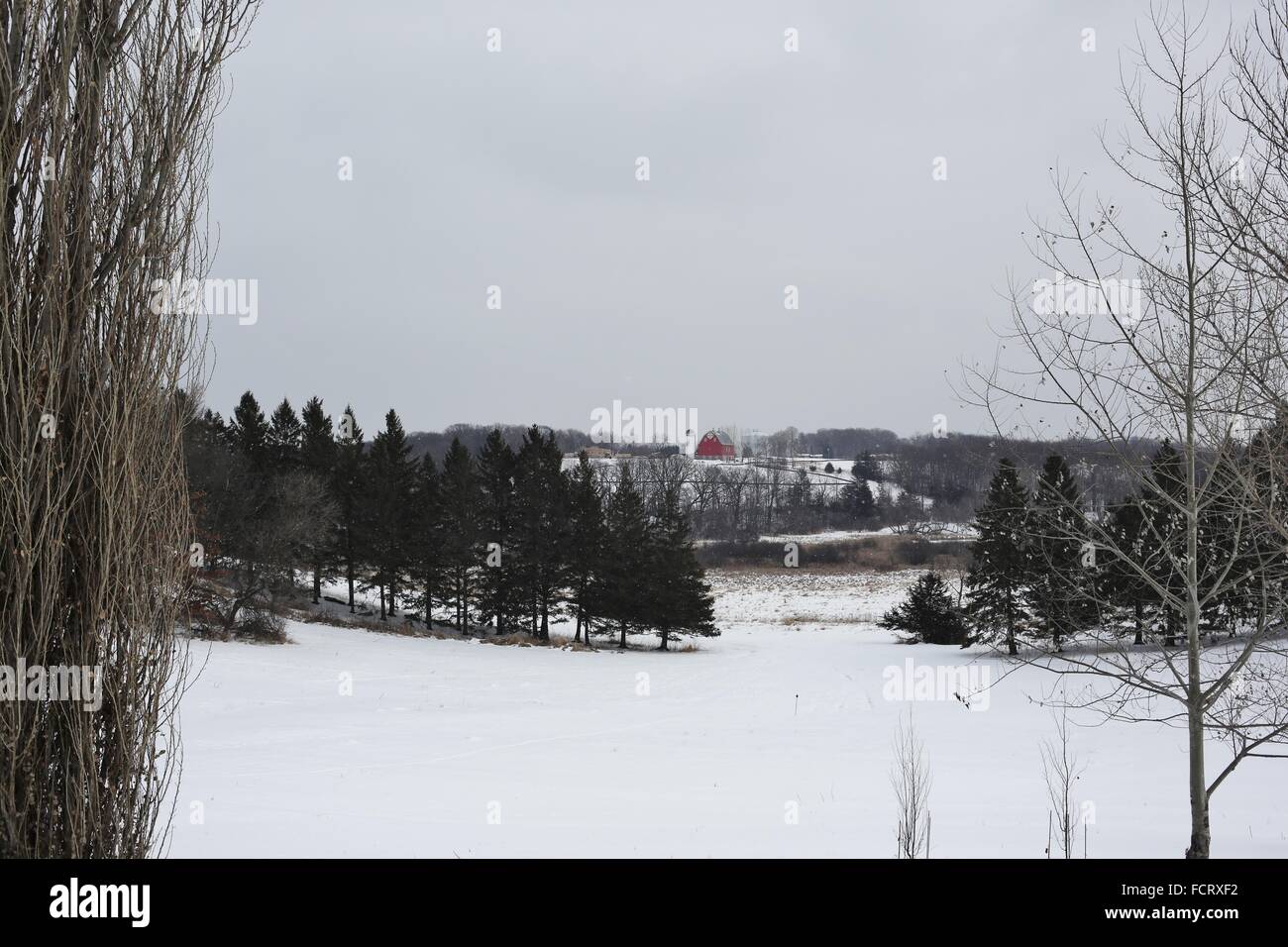 A Red Barn On A Hill In Rural Minnesota Stock Photo 93953414 Alamy