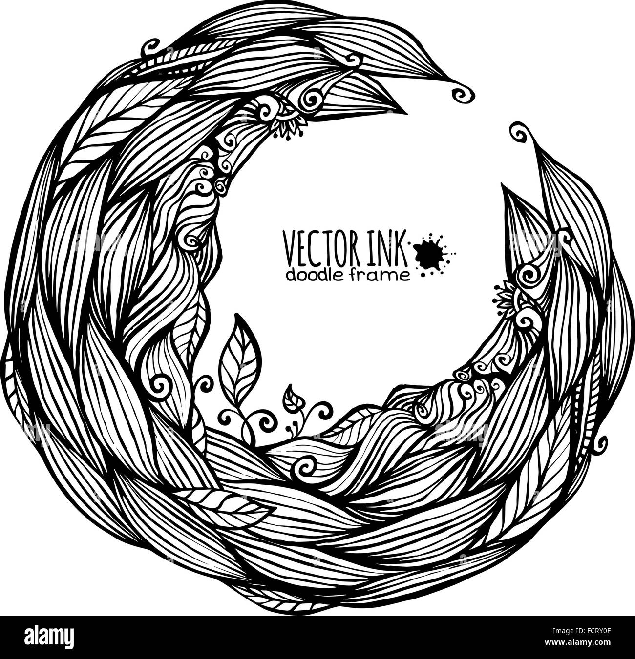 Blue hair waves doodle circle frame Stock Vector Image & Art Alamy