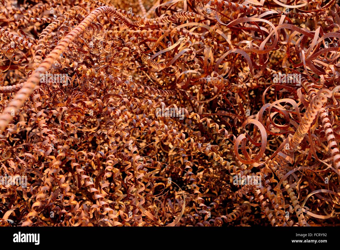 Spiral Strands of Orange Brown Copper Wire Stock Photo