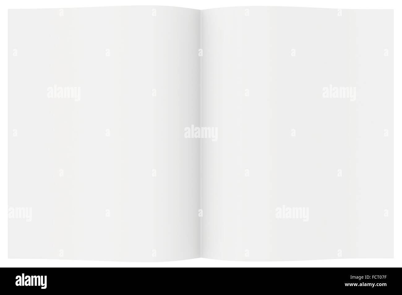 Full open magazine with blank sheet of paper. Stock Photo