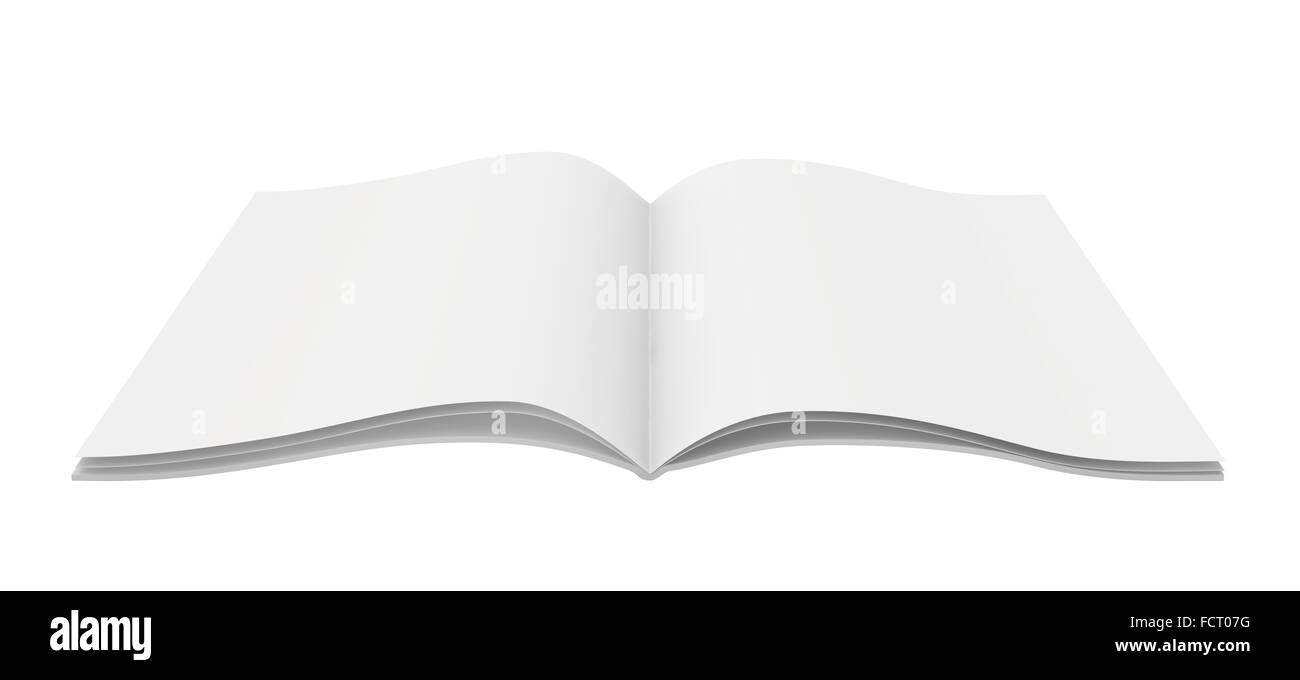Open blank notebook isolated on white background. Stock Photo