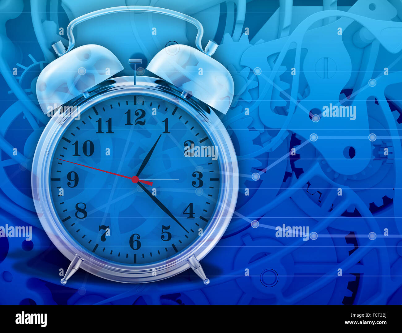 metal chrome alarm clock isolated on abstract background Stock Photo