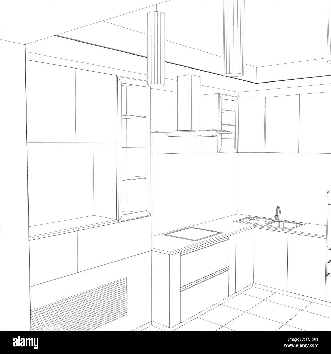vector design process in wire-frame Illustration created of 3d Stock ...
