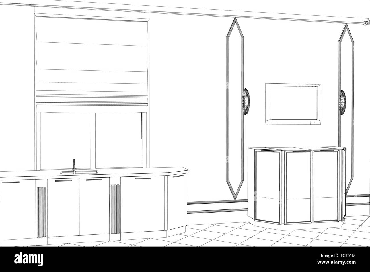 vector design process in wire-frame Illustration created of 3d Stock ...