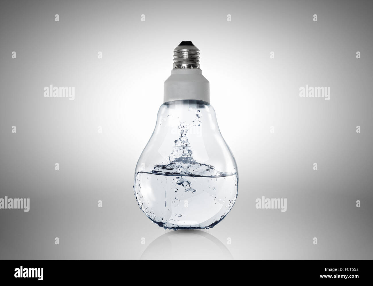Energy and ecology concept with light bulb with water inside Stock ...