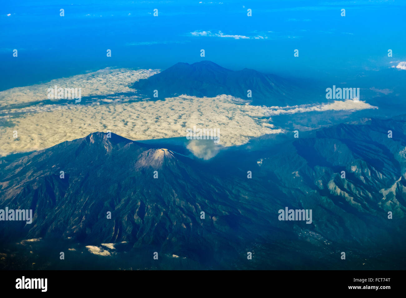 Aerial view of Welirang-Arjuno volcanoes in East Java province, Indonesia. Stock Photo