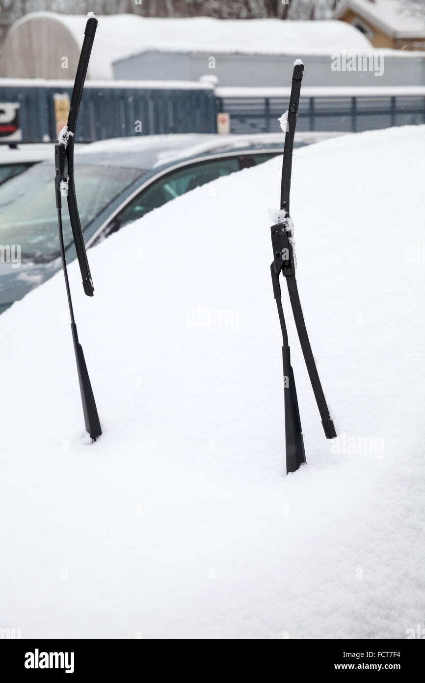 Car Wiper Blades Clean Snow From Car Windows Flakes Of Snow Covered The Car  With A Thick Layer Safe Driving With Working Wipers And Clean Windshield  Stock Photo - Download Image Now 