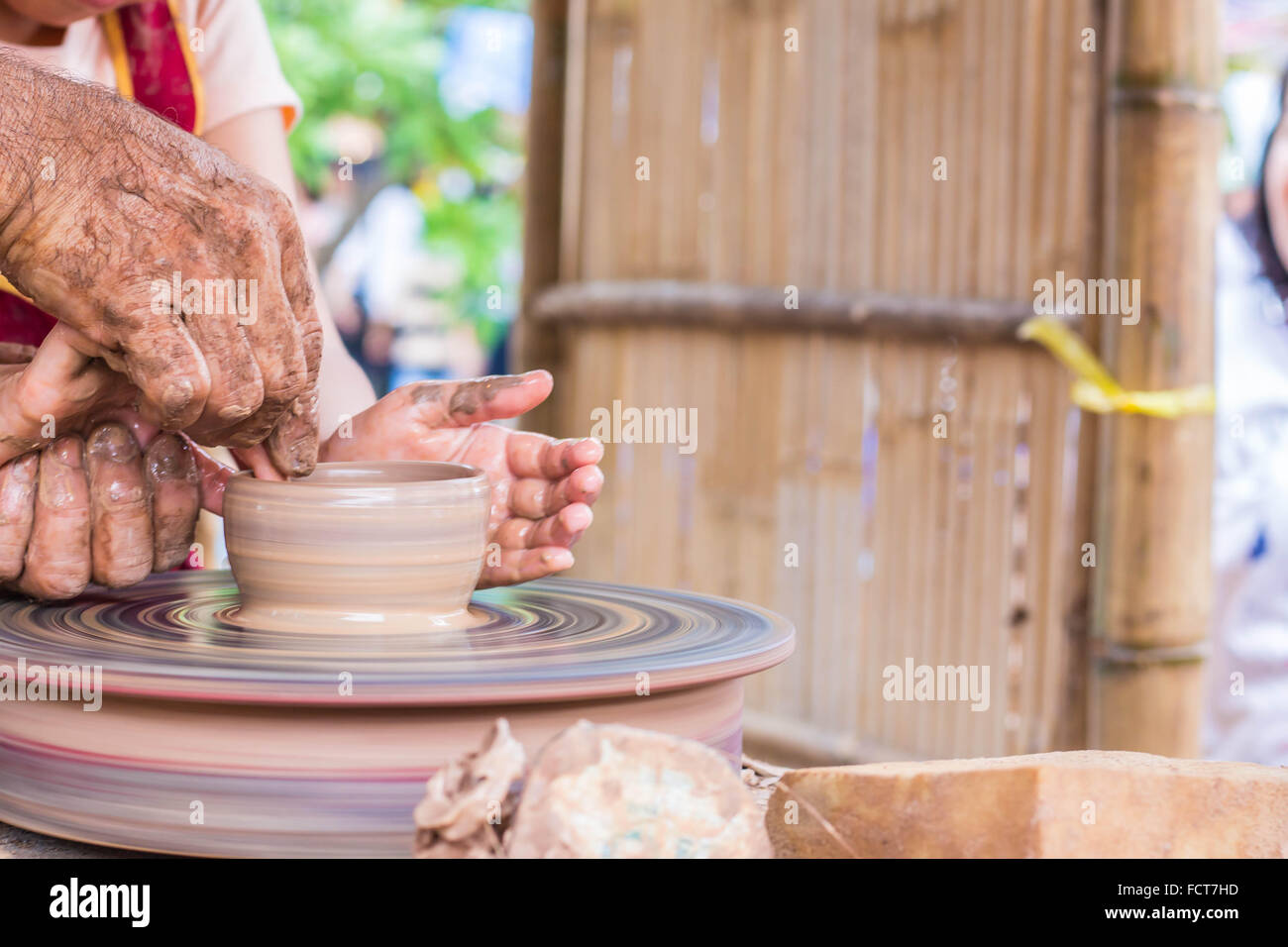 Teaching of pottery by hand made Stock Photo Alamy