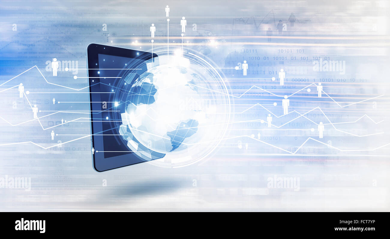 Cloud computing concept with tablet pc and application icons Stock ...