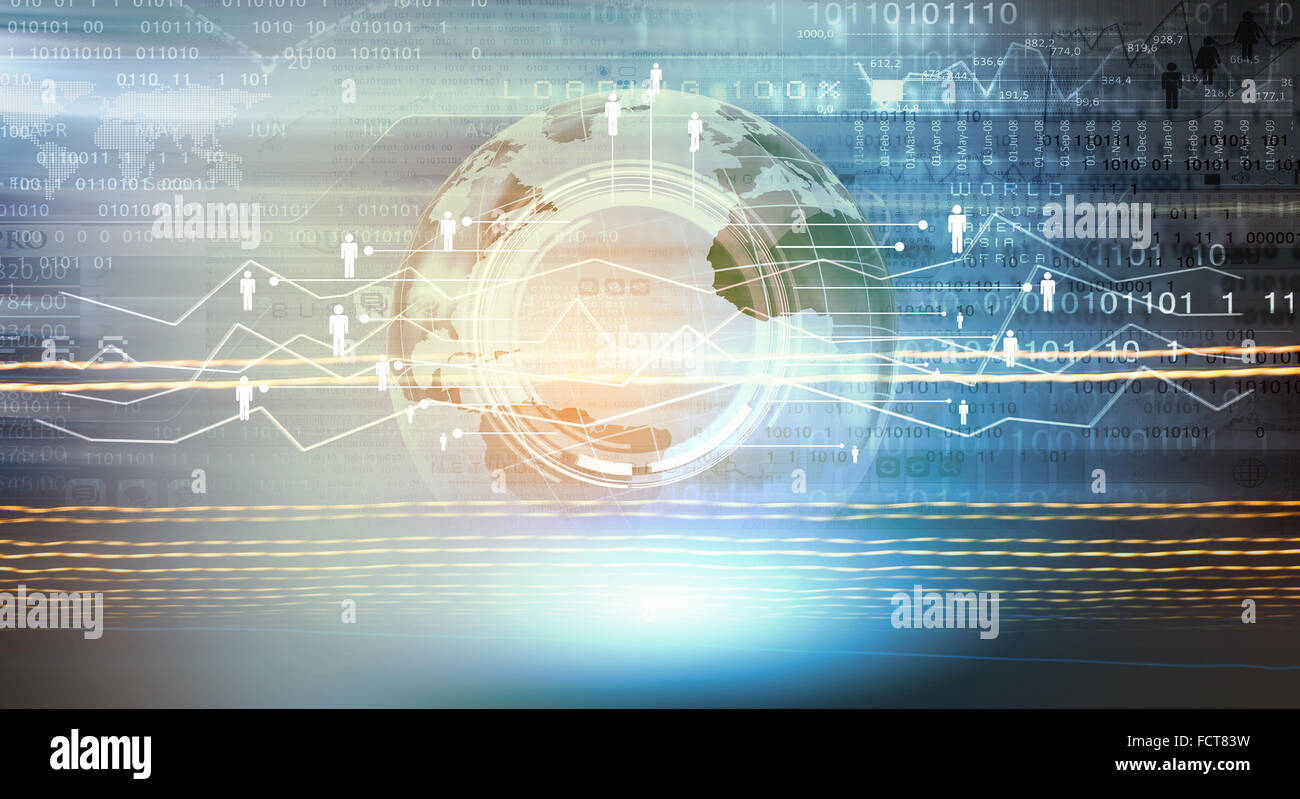 Background conceptual image of digital globe and binary code Stock ...