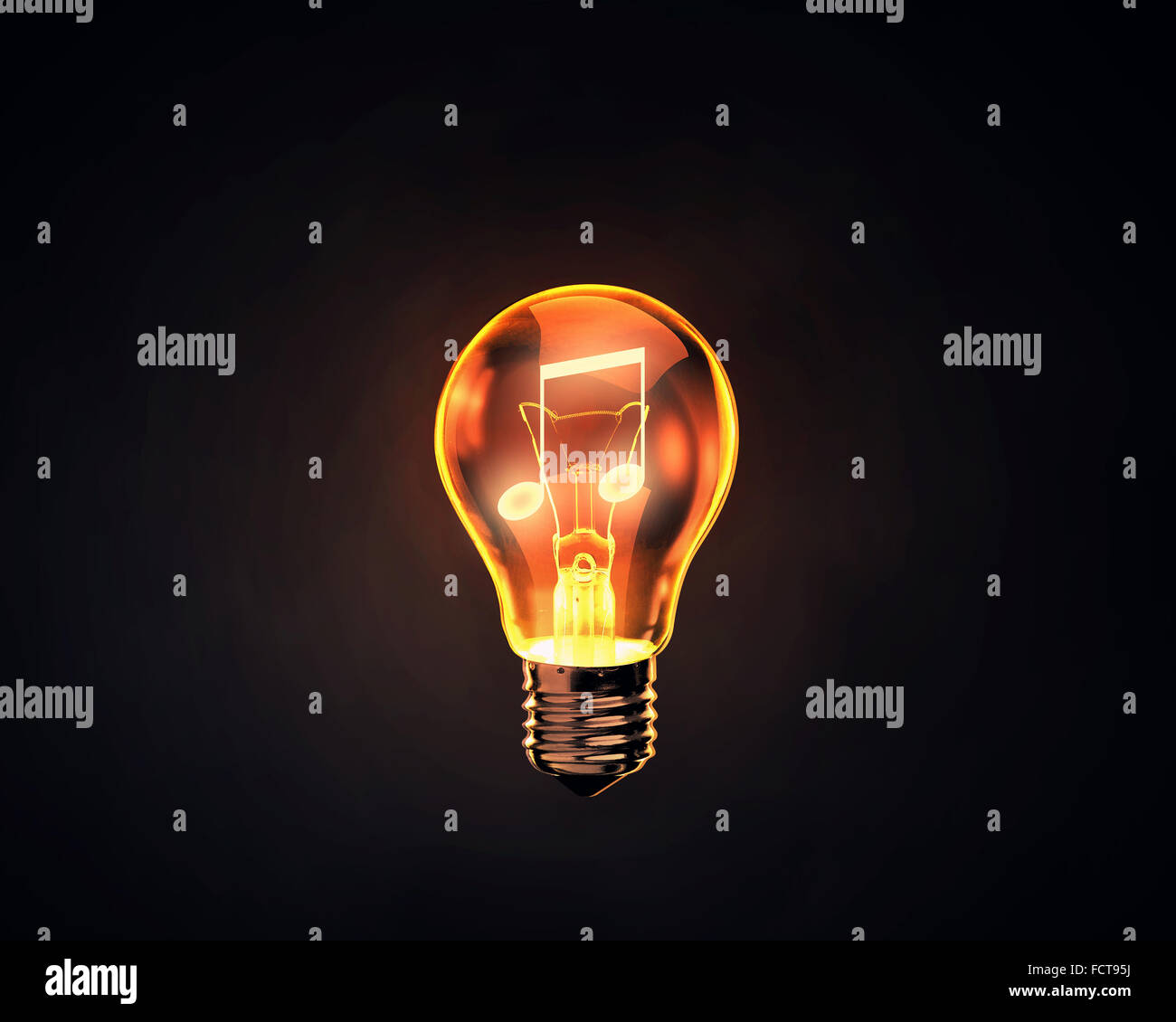 Light bulb with music note inside on dark background Stock Photo - Alamy