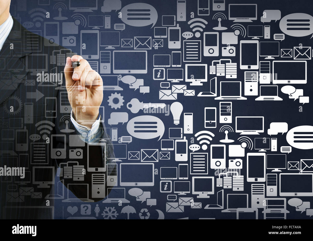 Human hand drawing connection lines of network concept Stock Photo Alamy