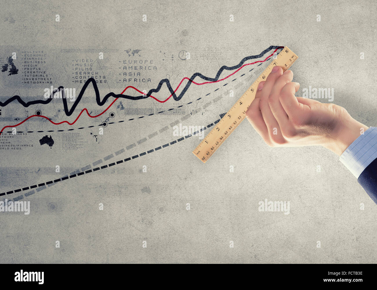 Graph About Measuring Close up of hand measuring growing graph with ruler Stock Photo - Alamy