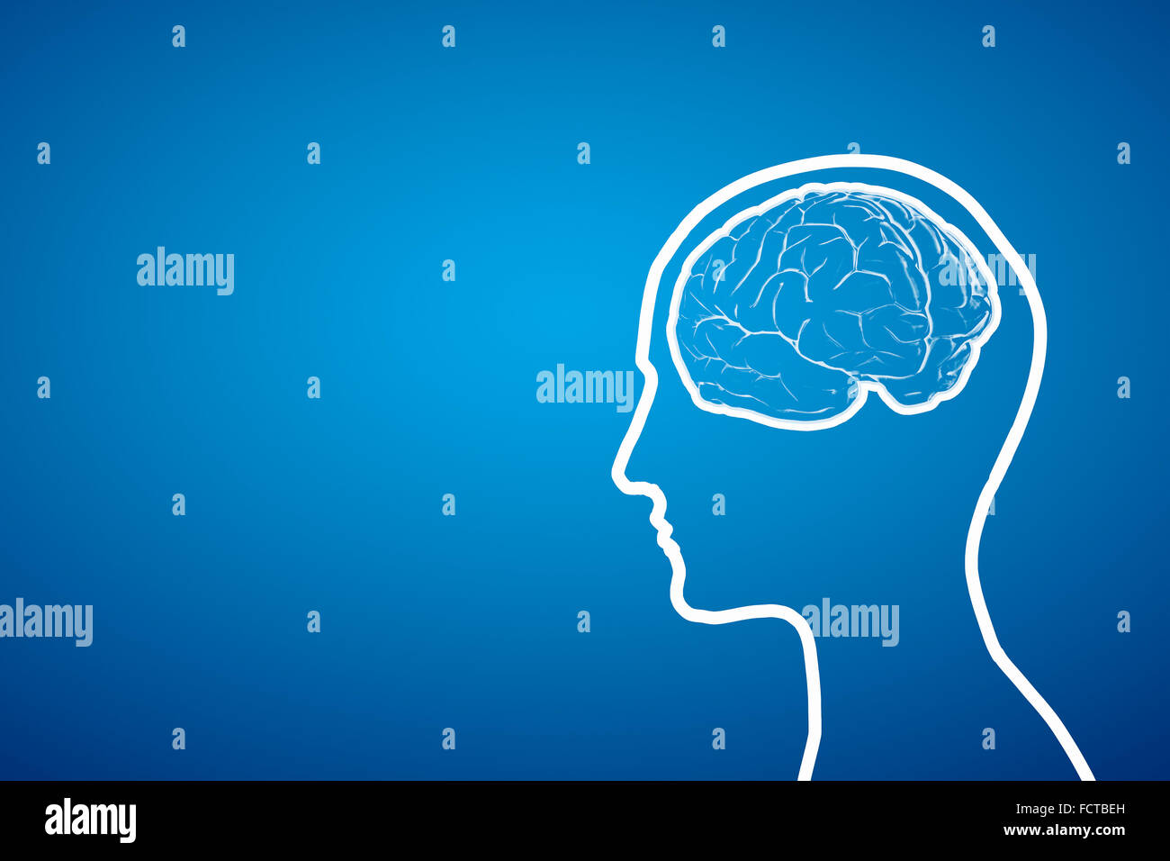 Silhouette of human head with brain on color background Stock Photo - Alamy