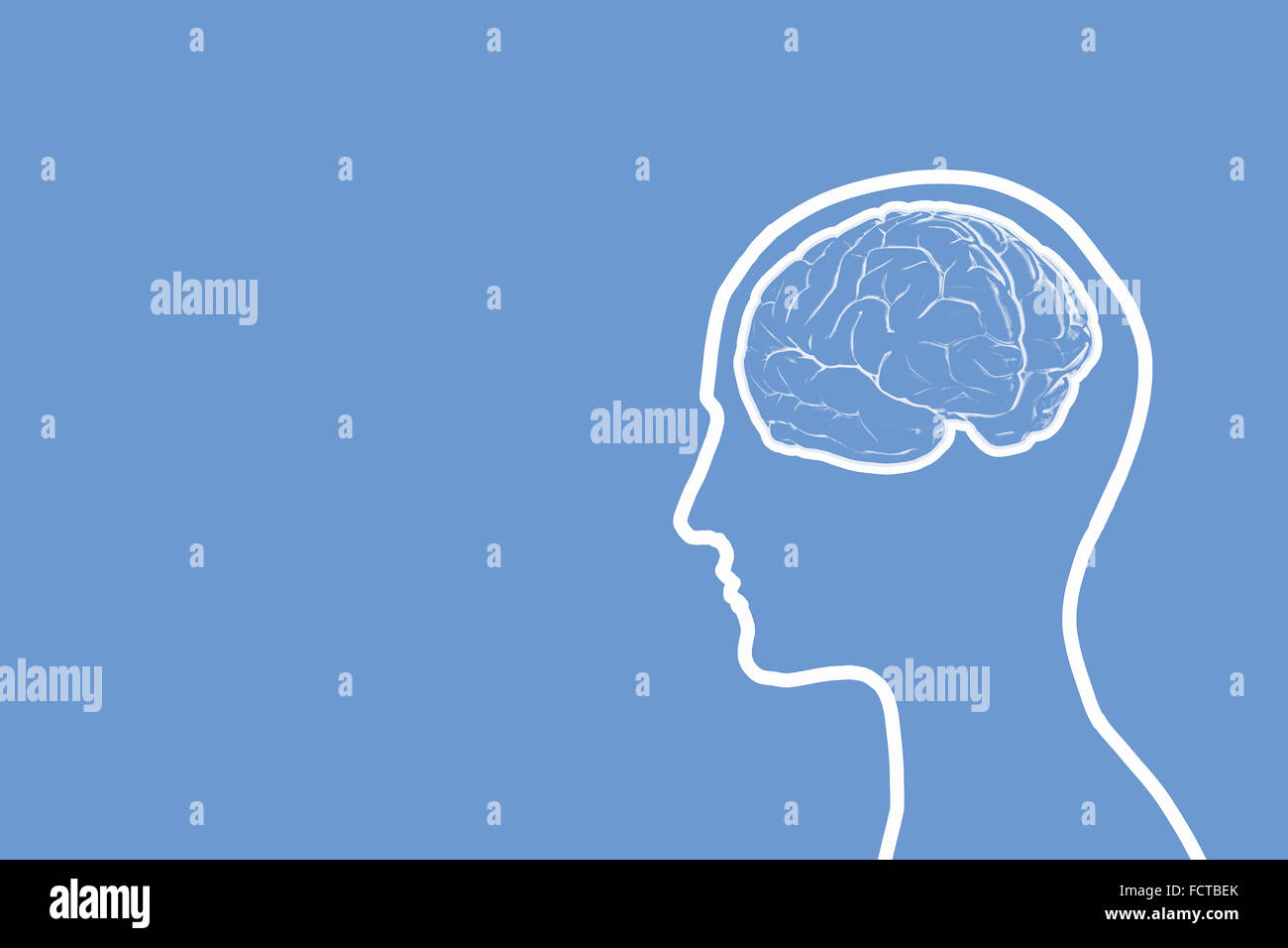 Silhouette of human head with brain on color background Stock Photo - Alamy