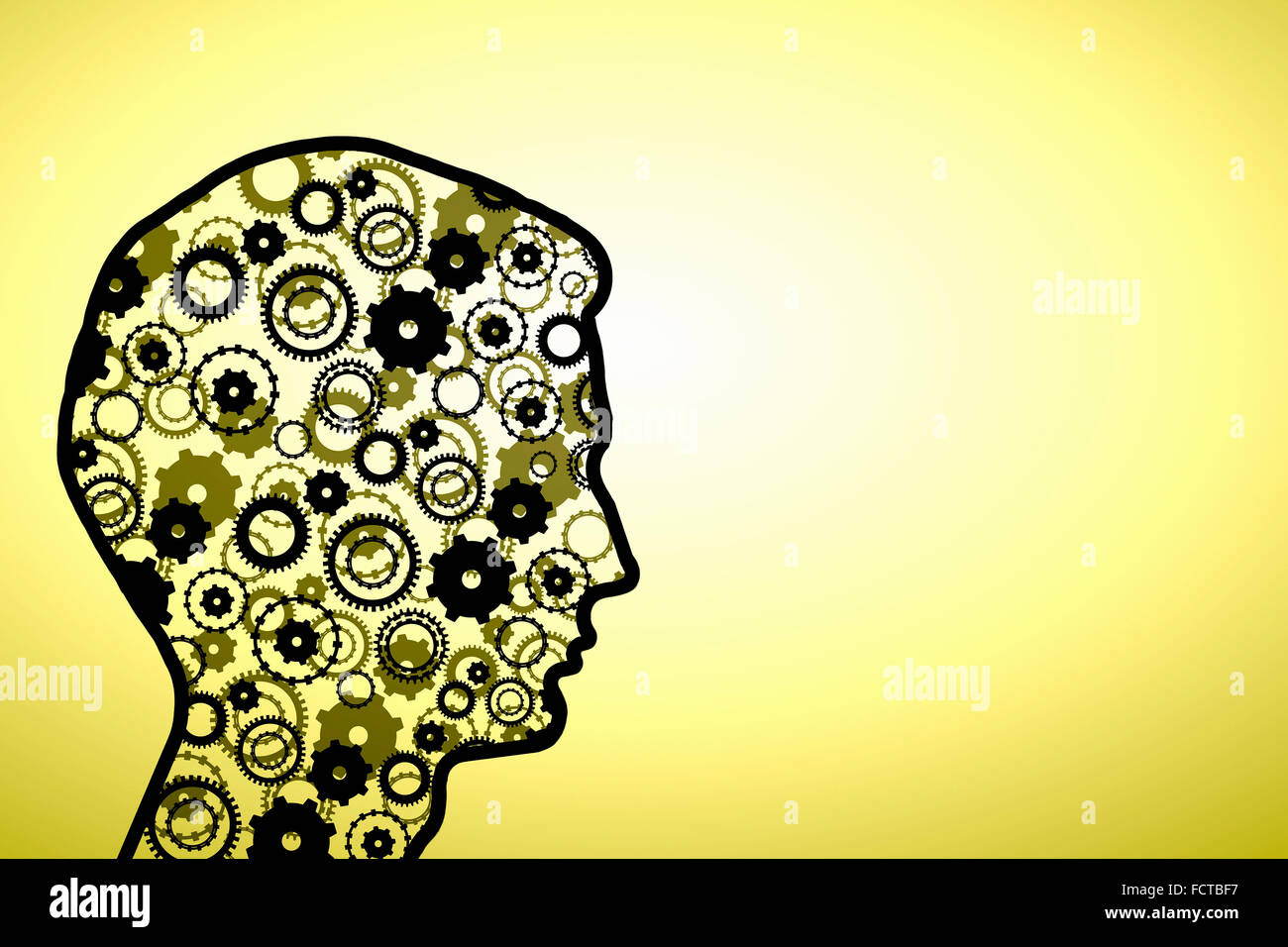 Silhouette of human head with gears mechanism instead of brain Stock ...
