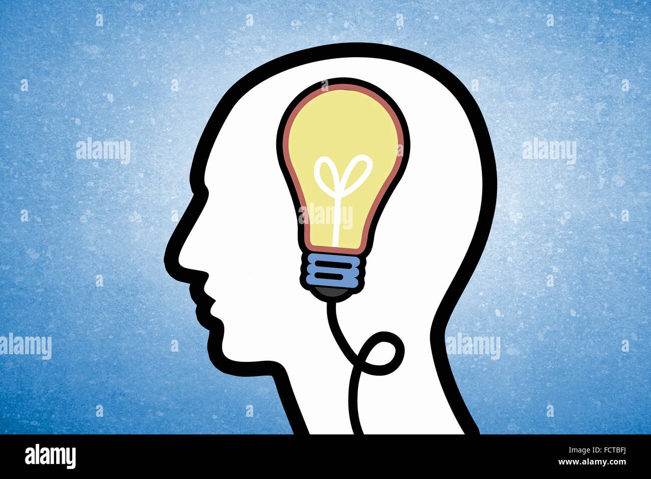 Silhouette of human head with light bulb instead of brain Stock Photo ...