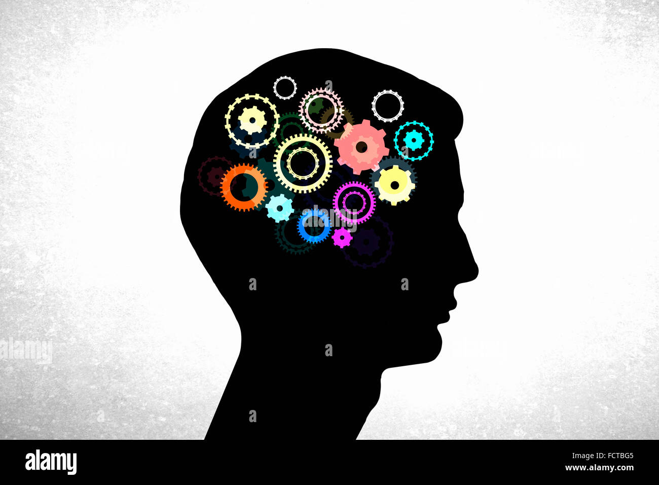 Silhouette of human head with gears mechanism instead of brain hi-res ...