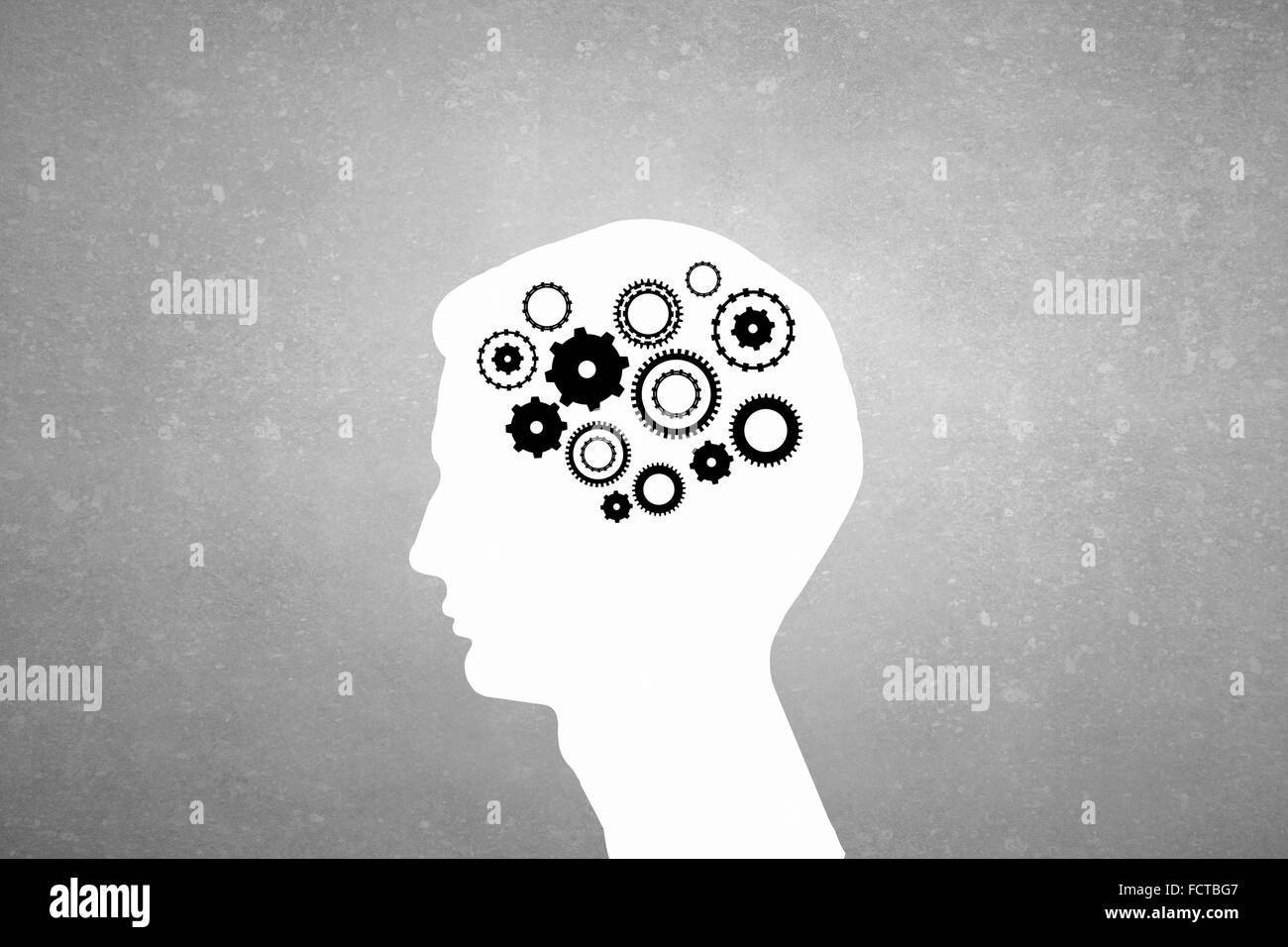 Silhouette of human head with gears mechanism instead of brain Stock ...