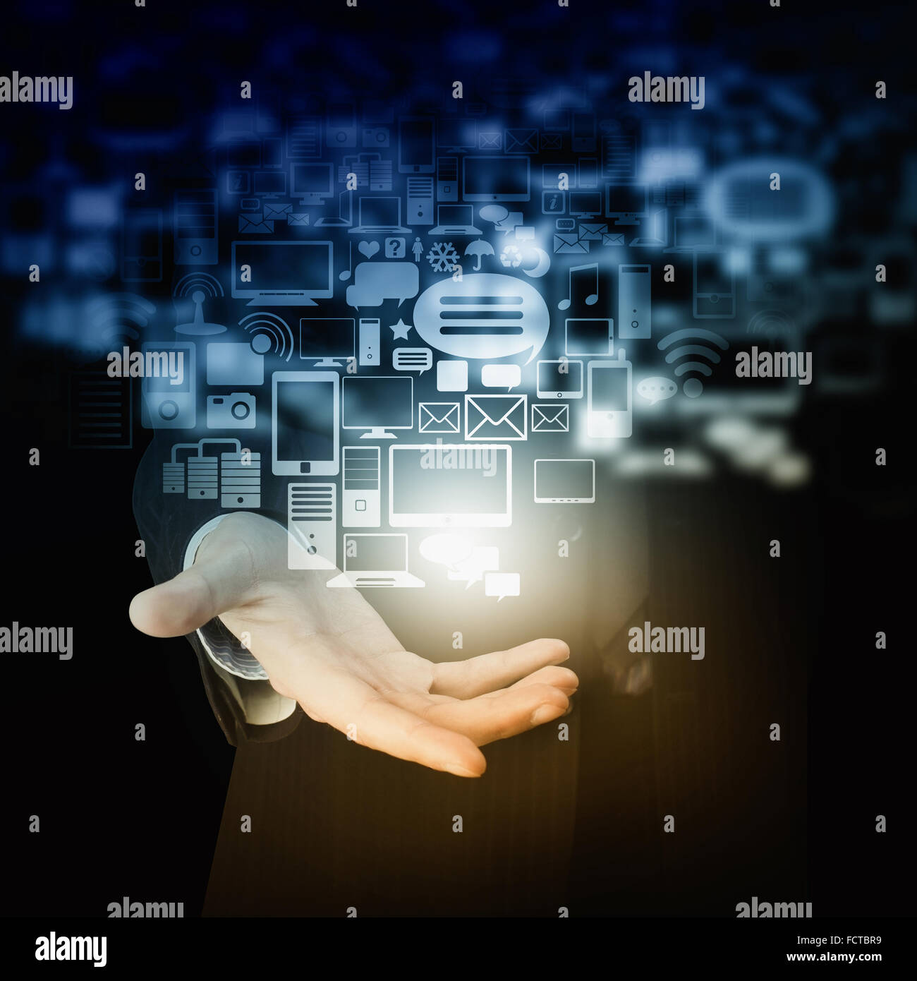 Businessman hand holding cloud computing concept in palm Stock Photo ...