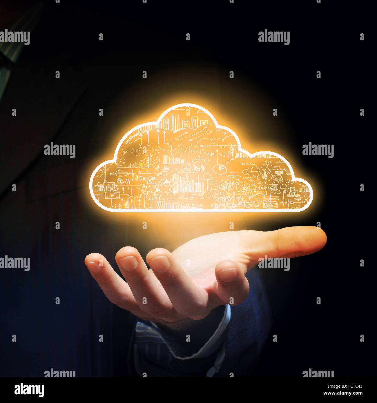 Businessman hand holding cloud computing concept in palm Stock Photo ...