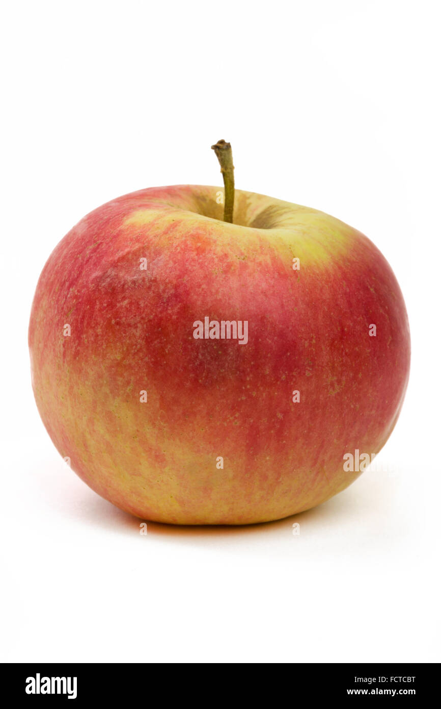 five fresh juicy red and yellow apple isolated on white background ...