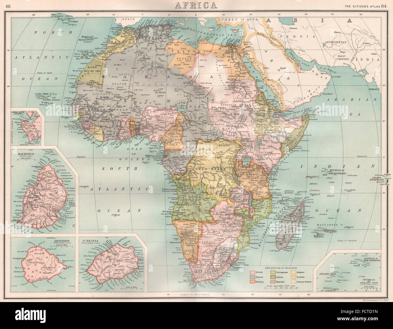 THE TIMES 1900 map Nigeria Sahara British French Colonial Africa North-West 