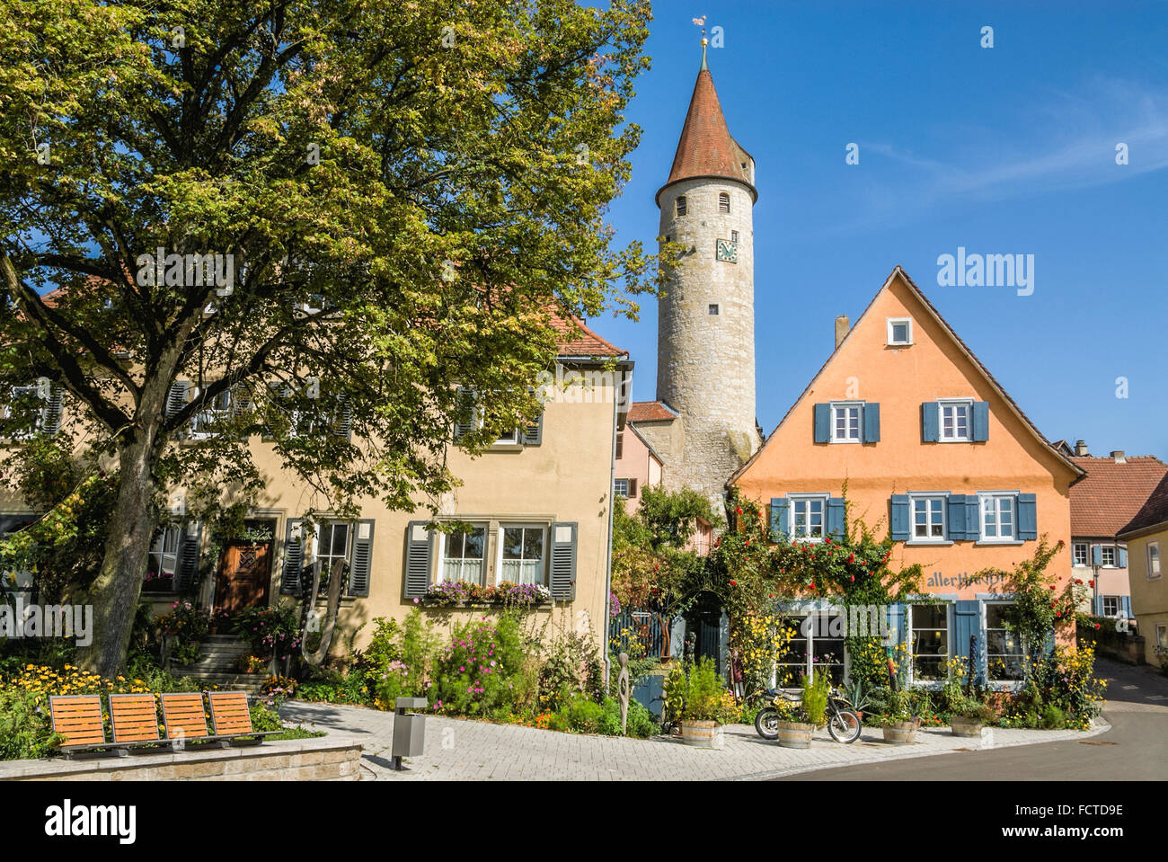 Historic town center of Kirchberg a d Jagst, Baden Wuerttemberg Stock Photo