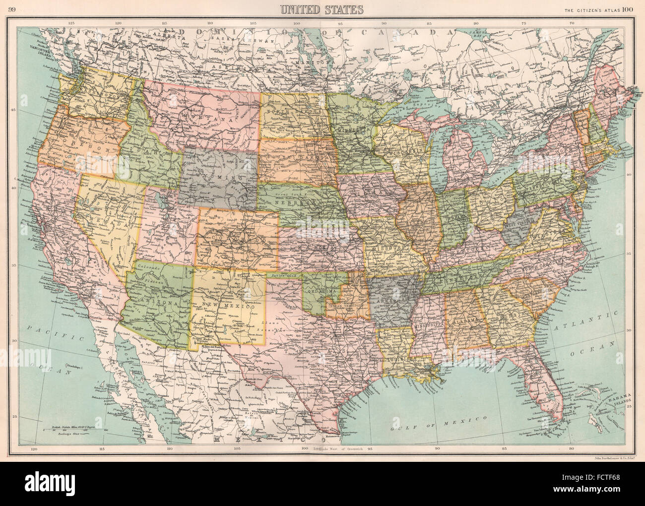LINFENG Paillassons American Map - Usa United States Showing States Bartholomew 1898 Antique Map FCTF68 