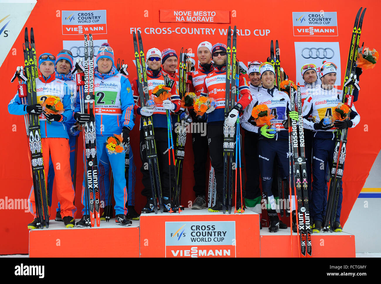 World Cup cross-country skiing, men - 4x7.5 km relay, January 24, 2016 ...