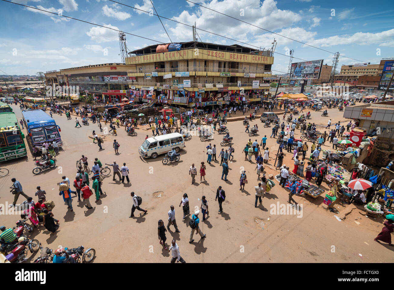 View of Hoima Road on a typically busy day, Kampala, Uganda, Africa