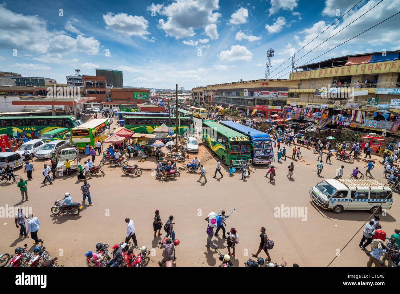 View of Hoima Road on a typically busy day, Kampala, Uganda, Africa