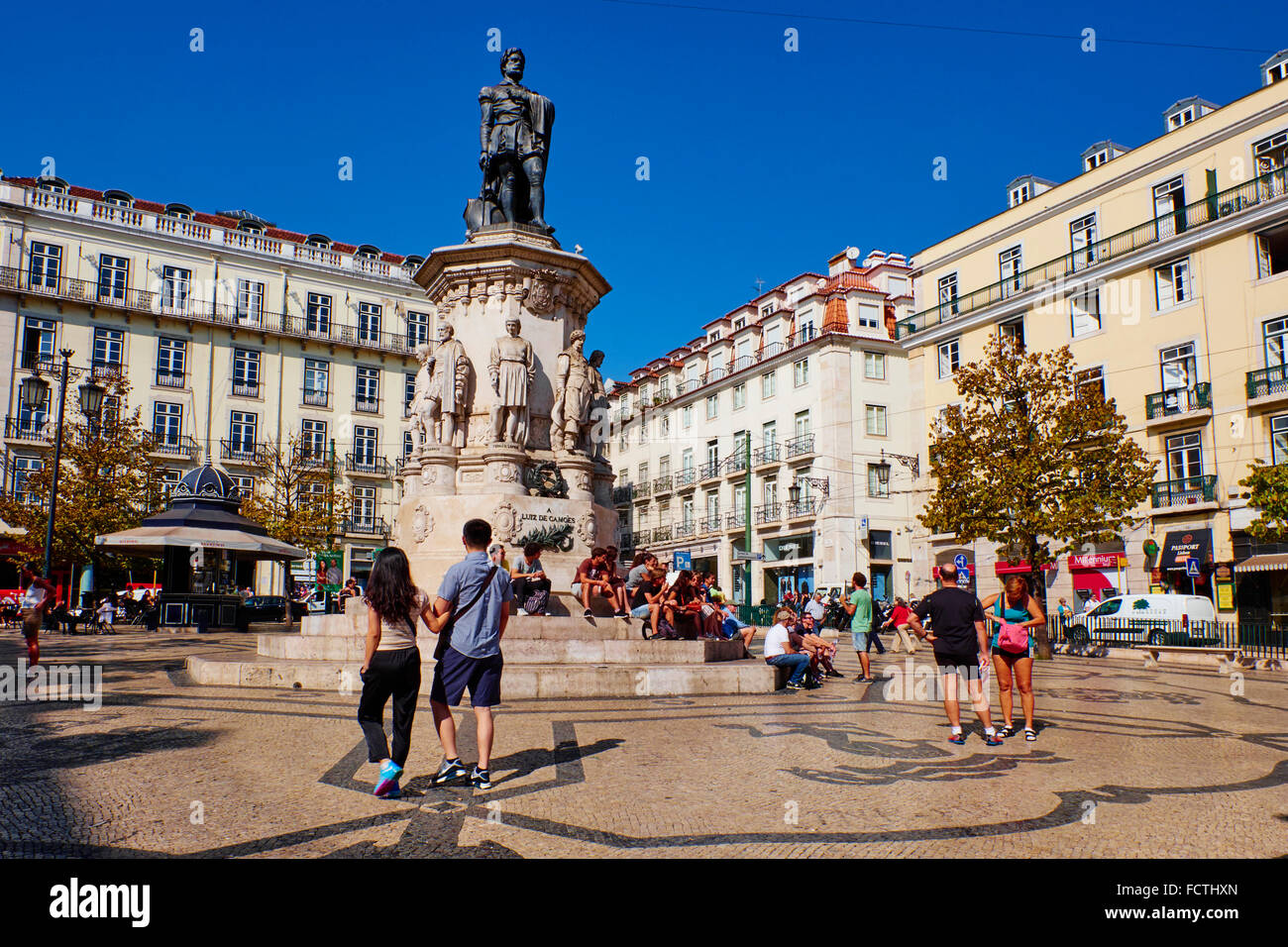 Portugal Lisbon Bairro alto Luis de Camoes square Stock Photo