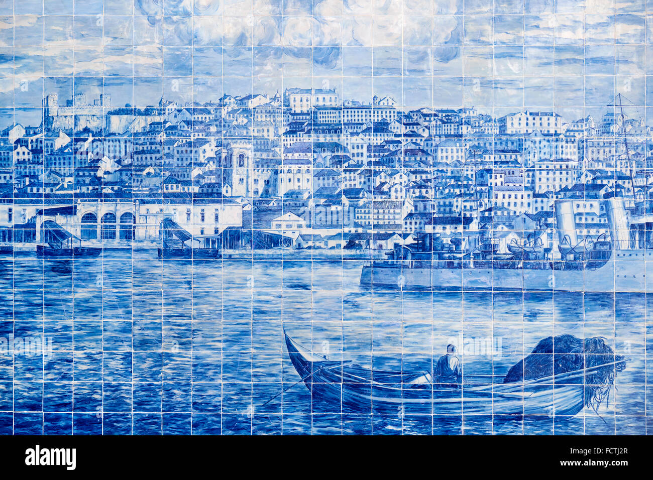 Portugal Lisbon Alfama azulejos depict Lisbon city Stock Photo