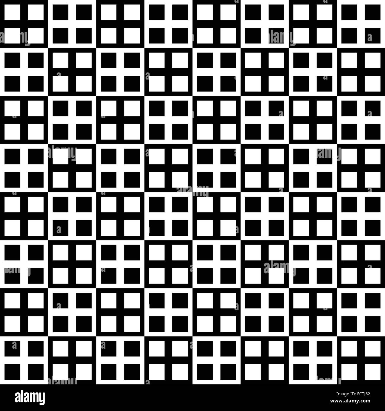Checkered pattern with alternating black, white squares Stock Vector